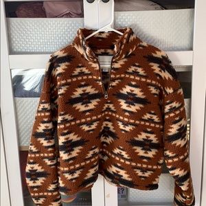 American Eagle Aztec Print Sherpa half zip